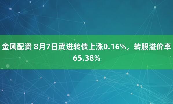 金风配资 8月7日武进转债上涨0.16%，转股溢价率65.38%